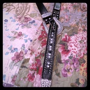 S/M black rhinestone country cowgirl rodeo belt